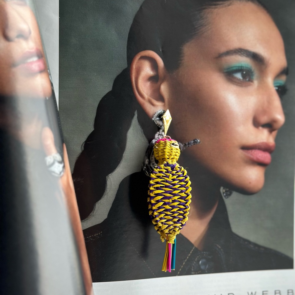 Large Texture Boho Statement Colombian Iraca Earr… - image 6